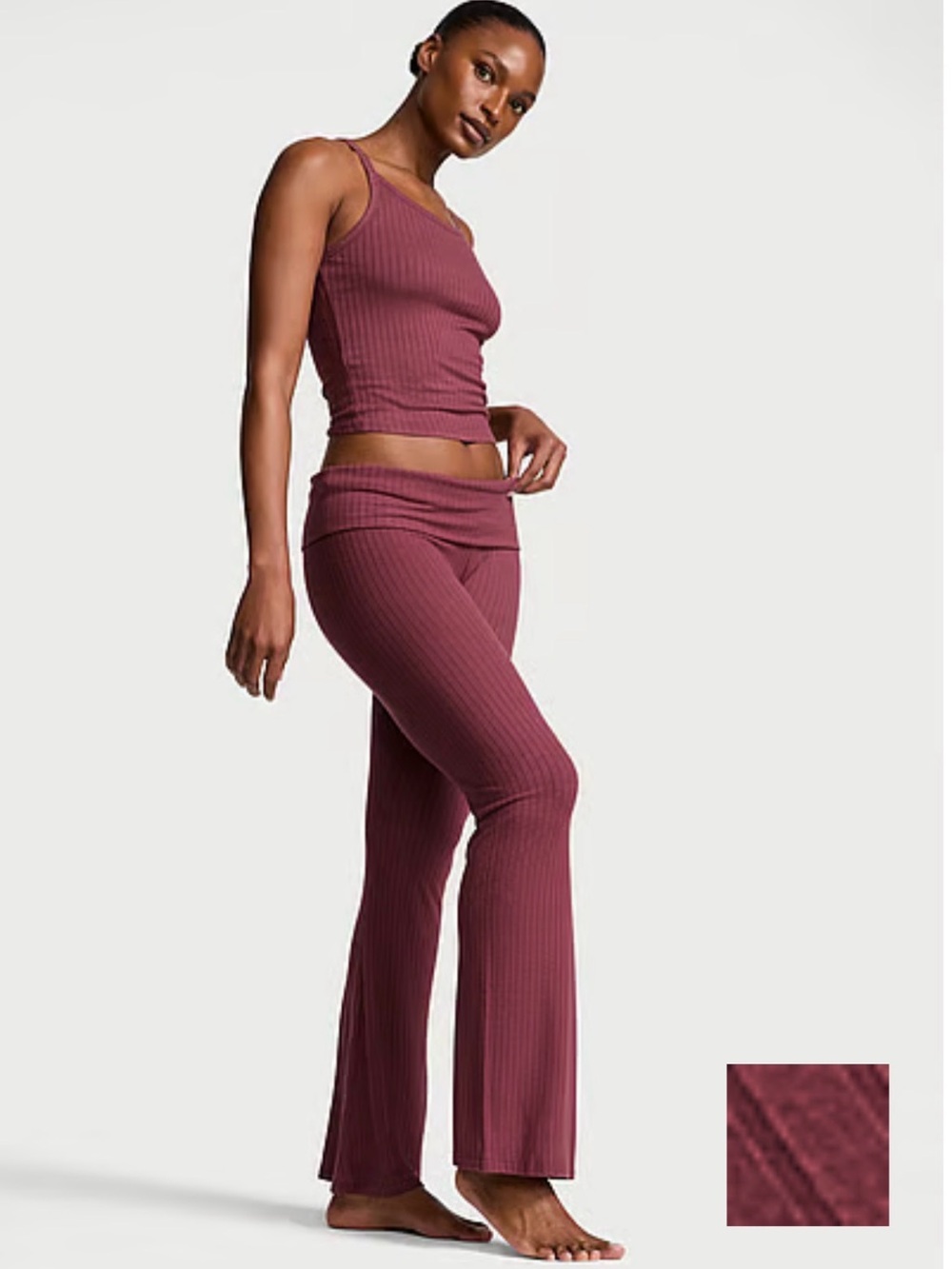 Victorias Secret Ribbed soft modal PJ Set - Morning Rose